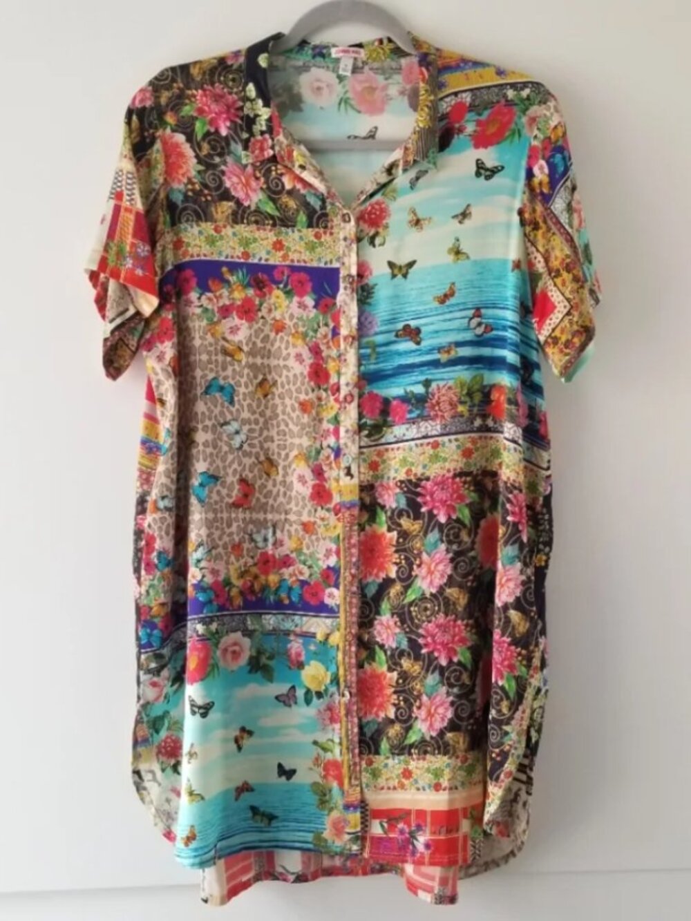 Johnny Was Silk Button Up Collared Tunic/Dress - Picture 2 of 12